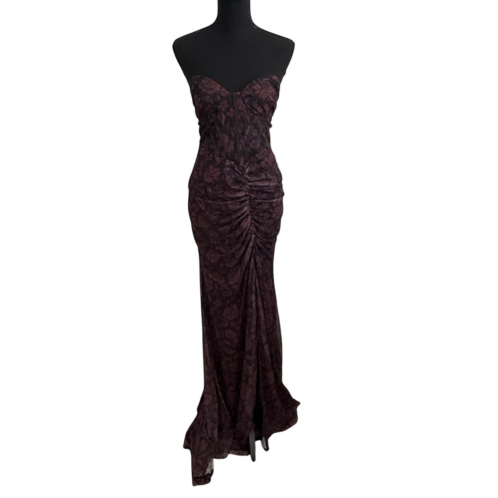 Lora Womens Whimsigoth Dark Floral Babydoll Corset Maxi Dress 2XL Goth Witchy